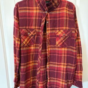 Volcom women’s Casual Plaid Shirt - Burgundy and Orange